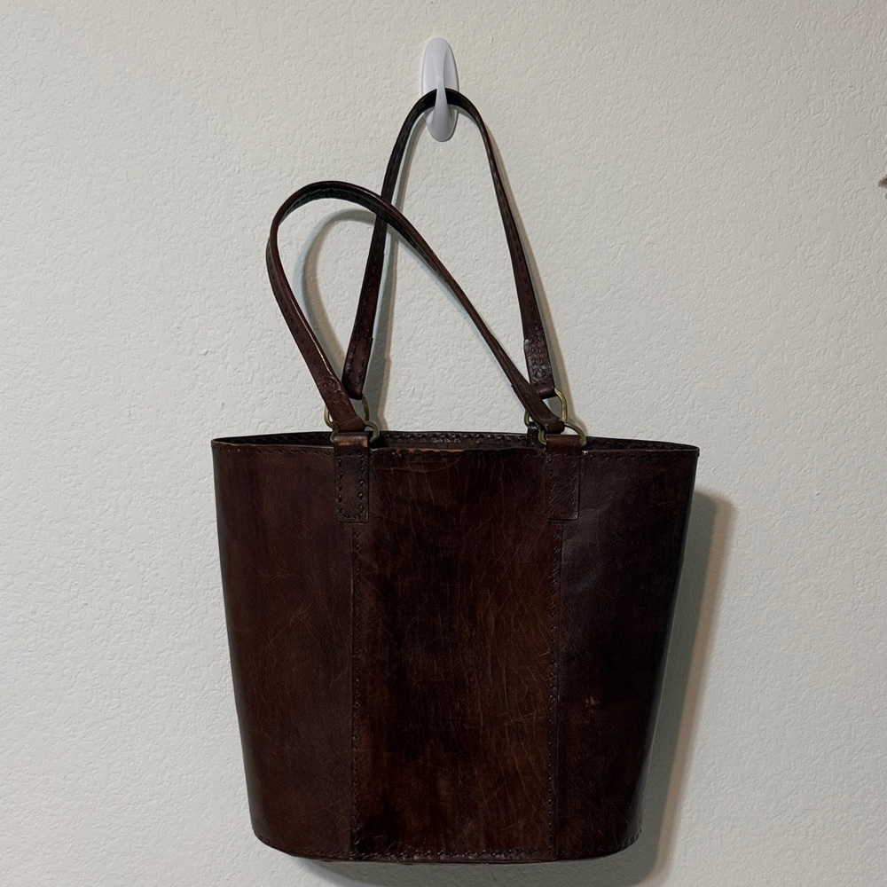 Vintage handmade hard leather Brown Leather Shoulder Bag